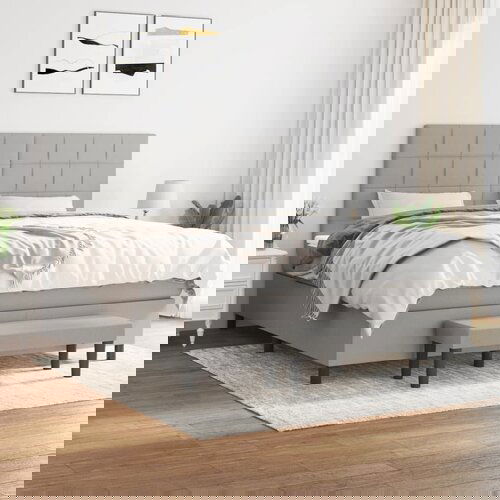 The Living Store Box spring postelja z vzmetnico svetlo siva 180x200 cm blago - Box Spring Postelja, (21517919) Cene