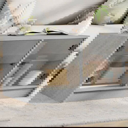 VidaXL Stolić za kavu sa staklenim vratima boja betona 68x50x42 cm Slike