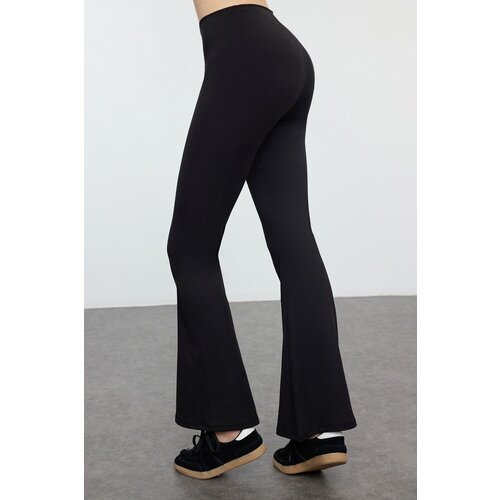 Trendyol Black Waist Slimming Flare Leg Yoga Knitted Sports Leggings Slike