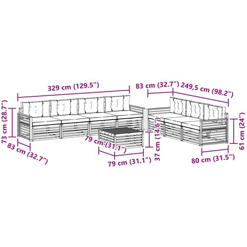  Set vanjskih sofa 8 kom. Prirodna i antracit Slike