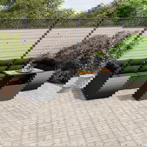  The Living Store Vrtna sedežna garnitura 8-delna z blazinami črn poli ratan - Vrtna Sedežna Garniture, (21478283) Cene