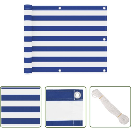  The Living Store Balkonsko platno belo in modro 75x600 cm oksford blago - Balkonsko Platno, (21742965) Slike