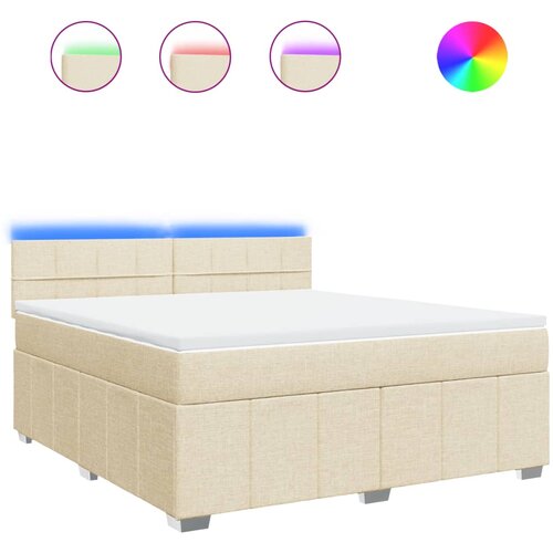 vidaXL Box spring postelja z vzmetnico krem 180x200 cm blago, (21306960) Cene