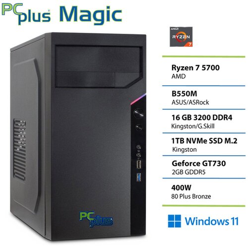 PCPLUS namizni računalnik Magic Ryzen 7 5700/16GB/NVMe SSD 1TB/GT 730 2GB/Win 11 Pro 148977 Slike