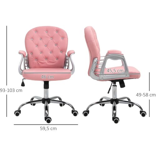  Uredska ergonomska stolica umjetna koža podesiva visina roza Slike