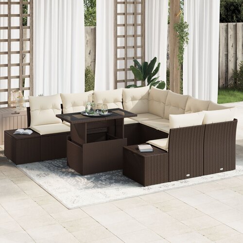 vidaXL 9-dijelni set vrtnih sofa s jastučićima smeđa PE ratan Cene