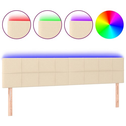 Maison Chic led posteljno vzglavje - vzglavna omarica - nočna omarica krem 200x5x78/88 cm blago, (21706785) Slike