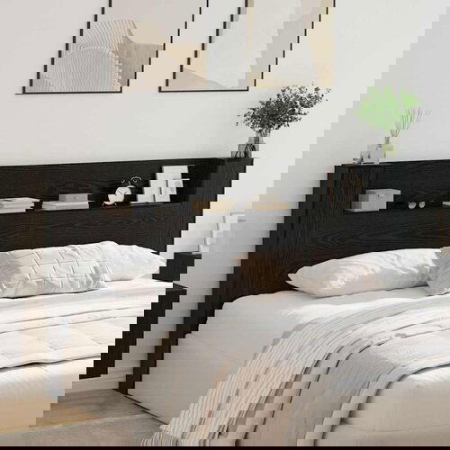 VidaXL Glava kreveta s ormarićem Crni hrast 120 x 15 x 103.5 cm Slike