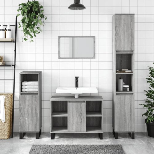vidaXL 3-dijelni set kupaonskog namještaja siva boja hrasta drveni Cene