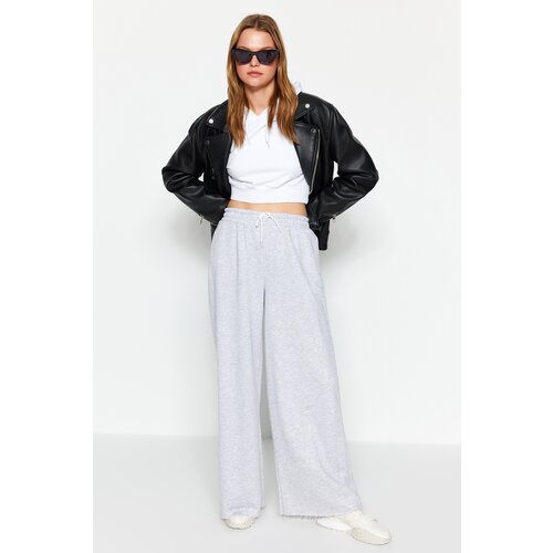 Trendyol Gray Thick Extra Wide Leg High Waist Knitted Sweatpants Slike