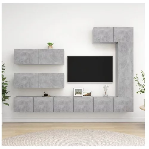  Komplet TV omaric 7-delni betonsko siva iverna plošča