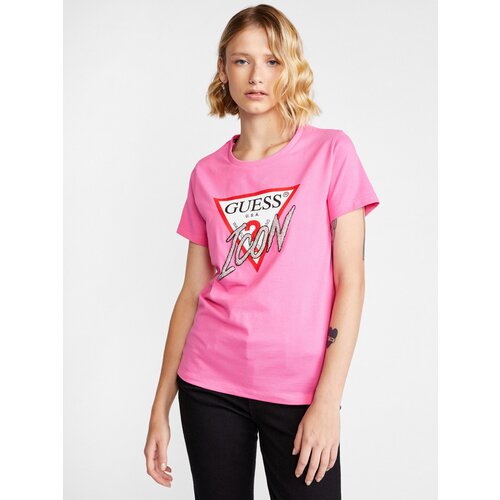 Guess Majice s kratkimi rokavi SS CN ICON TEE Rožnata Cene