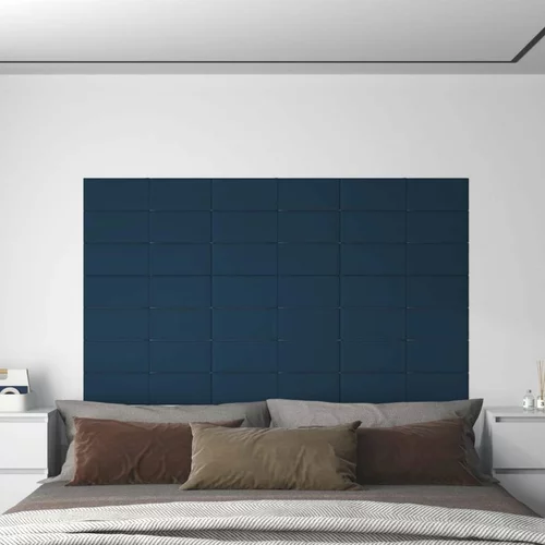  Zidne ploče baršunaste 12 kom plave 60 x 15 cm 1 08 m²