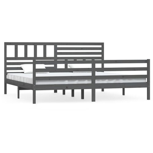 Maison Chic Posteljni okvir - Dvoposteljna postelja - Zakonska postelja siv iz trdnega lesa 200x200 cm-J5447, (21772819) Cene