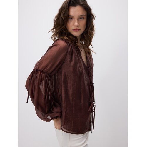 Reserved Bluza s ukrasnim vezanjem - smeđi Cene