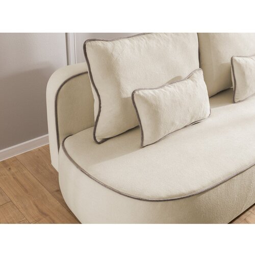 Ropez Bež/smeđe-siva bar&amp;scaron;unasti sklopiva/s prostorom za odlaganje sofa 210 cm Saga &amp;ndash; Slike
