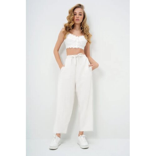 Trend Alacati Stili ženske pantalone Alc-X13775, široke nogavice, bele Cene
