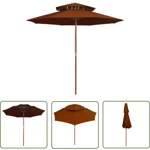  The Living Store Dvojni senčnik z lesenim drogom terakota 270 cm - Senčnik, (21742334) Cene