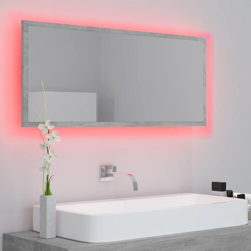  LED kupaonsko ogledalo siva boja betona 100x8,5x37 cm akrilno Slike