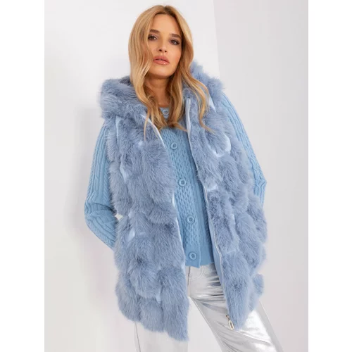 Fashion Hunters Blue fur vest with hood