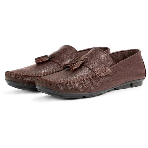 Ducavelli Noble Men's Genuine Leather Casual Shoes, Roque Loafers Brown.