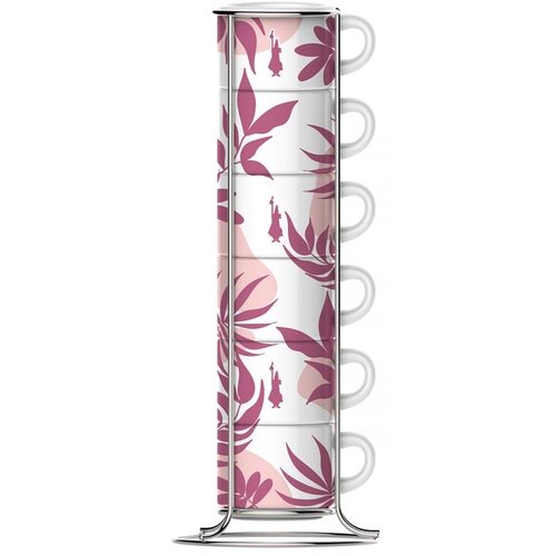 Bialetti Primavera Set of 6 espresso cups on stand - Pink Cijene