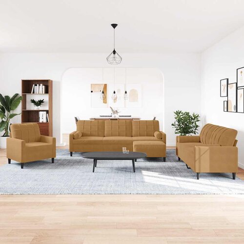  4-dijelni set sofa s jastucima smeđi bar&scaron;unasti Cijene