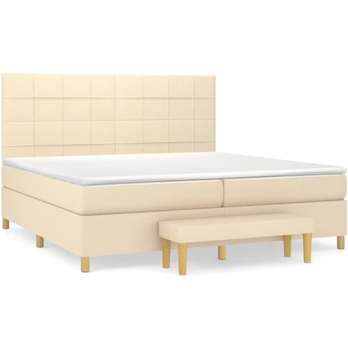 vidaXL Krevet s oprugama i madracem krem 200 x 200 cm od tkanine Cijene