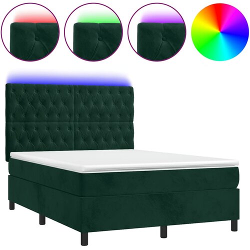  Krevet box spring s madracem LED tamnozeleni 140x200 cm bar&amp;scaron;un Slike