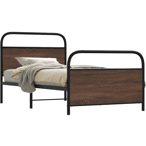 vidaXL Posteljni okvir brez vzmetnice 90x200 cm rjav hrast inž. les Cene