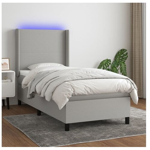  Box spring s madracem LED svjetlosivi 90x200 cm tkanina Cene