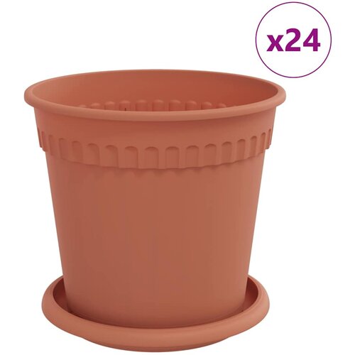 vidaXL Saksije za biljke 24 pcs Crvena cigla Ø 17 x 14 cm Plastika - Crvena cigla Ø 19 x 16 cm 24 Cene