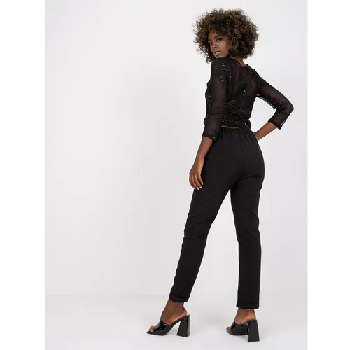 Fashion Hunters Black women's pants with straight legs from Hidalgo