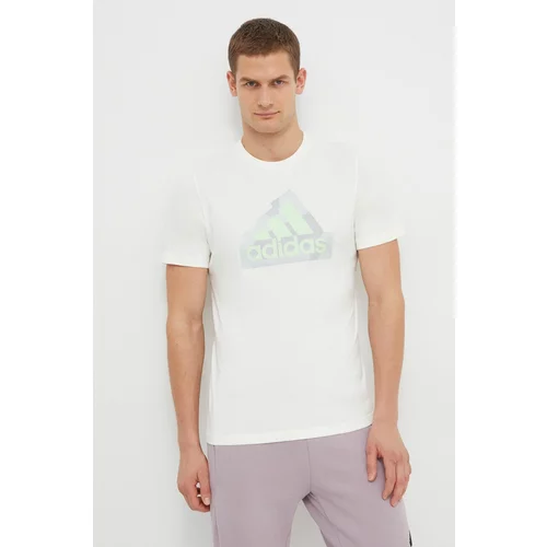 Adidas Pamučna majica za muškarce, boja: bež, s tiskom
