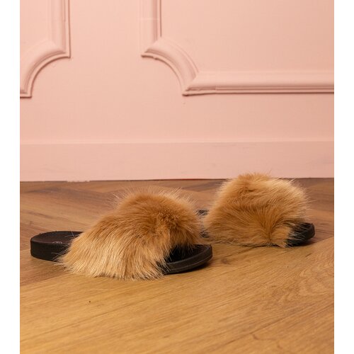 D/CEO marka niezdefiniowana Brown children&amp;#039;s fur slides Malinka Slike