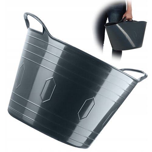 KADAX umivalnik za perilo, okrogel plastični umivalnik, fleksibilna &scaron;koljka, 26 l, siv, (5000351766) Cene