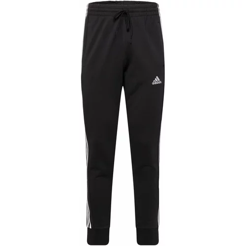 ADIDAS SPORTSWEAR Sportske hlače 'Essentials French Terry Tapered Cuff 3-Stripes' crna / bijela