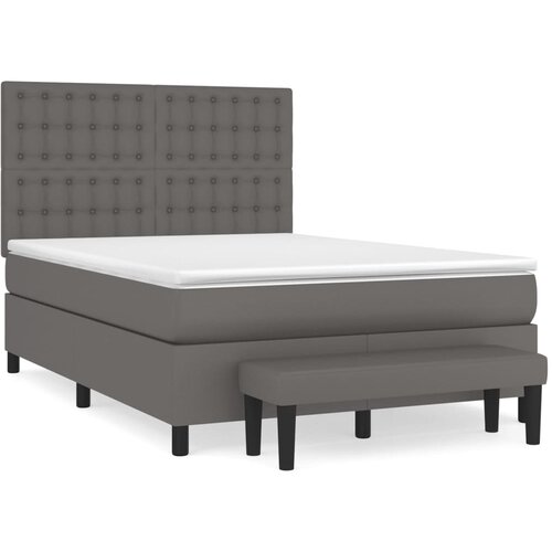 Maison Chic Box spring postelja - Vzmetna postelja z vzmetnico siv 140x190 cm umetno usnje SL20625, (21892984) Cene