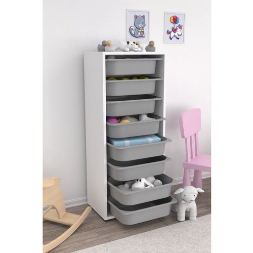 Hanah home Cara 8N - White, Grey WhiteGrey Multi Purpose Cabinet Cene