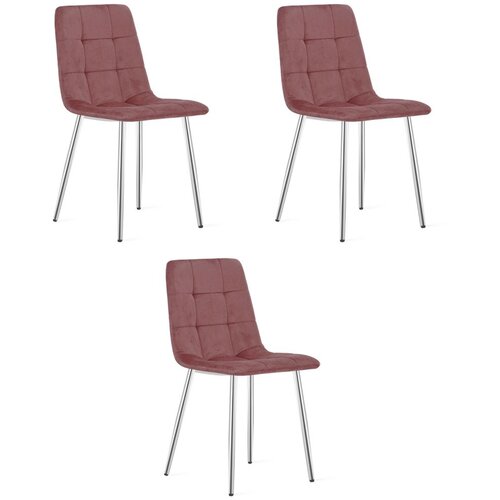 KARA stolica - tamno ružičasti bar&amp;scaron;un / kromirane noge x 3 Slike
