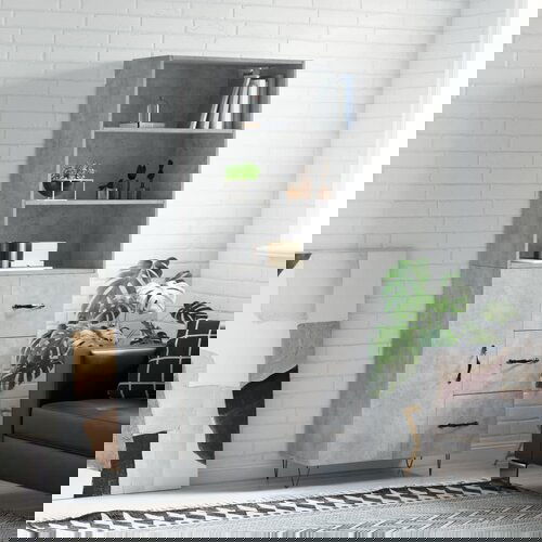 VidaXL Visoka komoda siva betona 69 5x34x180 cm od konstruiranog drva Slike