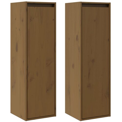 Maison Chic Stenska omarica - Zidna omarica 2 kosa medeno rjava 30x30x100 cm trdna borovina iu26, (22063232) Slike