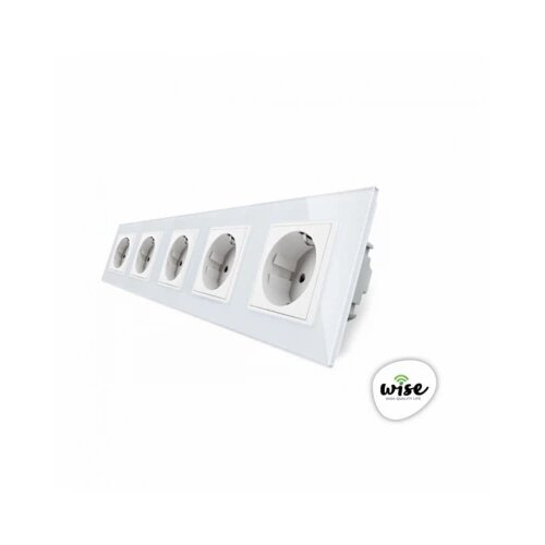 Wise modularni panel sa 5 utičnica &amp;ndash; stakleni panel beli Slike