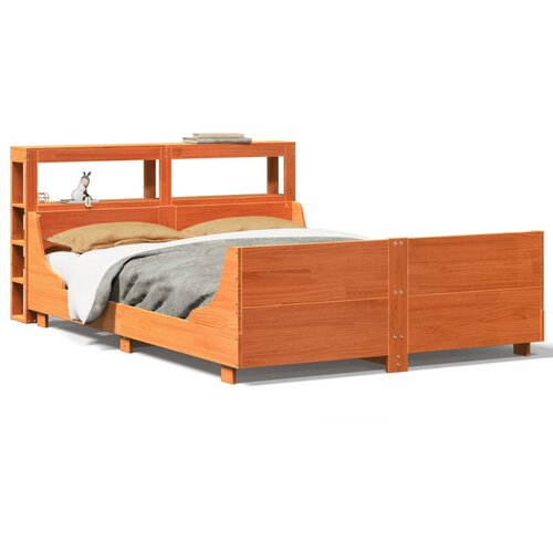 Maison Chic Posteljni okvir - Dvoposteljna postelja - Zakonska postelja brez vzmetnice vo&amp;scaron;čeno rjava 140x200 cm trdna borovina-J2901, (21767827) Slike