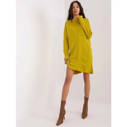 Fashion Hunters Olive knitted dress with slits