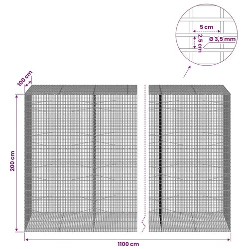  Gabion s žicom debljine 3 5 mm i mrežom 5x2 5 cm - 100 cm 200 cm 1100 cm Slike