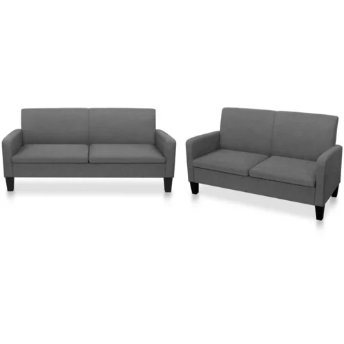  2-dijelni set sofa od tkanina tamnosivi