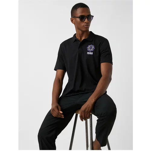 Koton College Embroidered Polo Neck T-Shirt