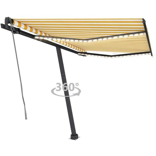  Avtomatska tenda LED + senzor 350x250 cm rumena/bela, (20728596) Cene