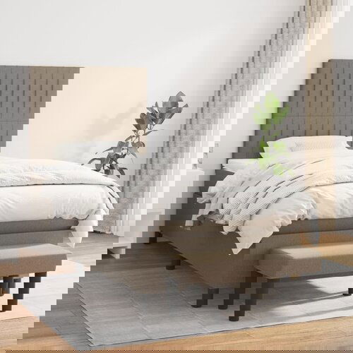 The Living Store Box spring postelja z vzmetnico taupe 100x200 cm blago - Box Spring Postelja, (21513517) Slike